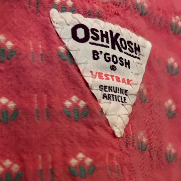 Vintage Oshkosh Pink and white floral footie overalls size 3/6 months - Picture 6 of 6